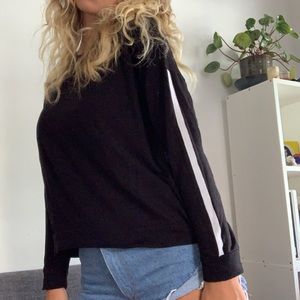 Black Long Sleeve White Stripe Sleeve